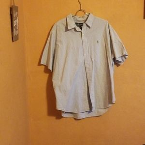 Blue and white button down Ralph Lauren short slee